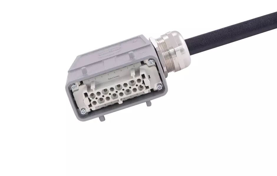 Han 16 B-E CA 2-lever f/- ang/- PVC, 1m