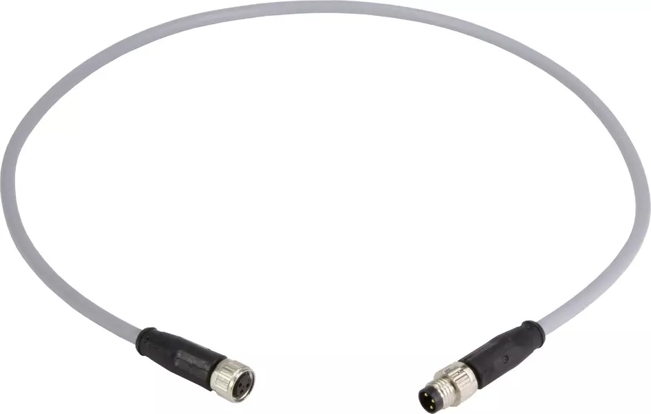M8 Cable Assembly 3-poles st/st f/m 0,5m