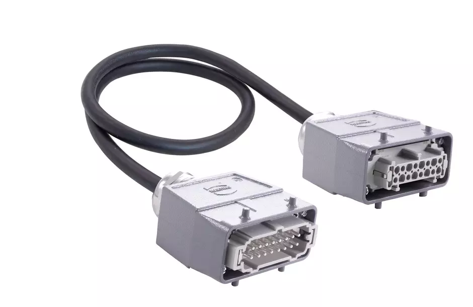 Han 16 B-E CA lever m/f st/st PVC,1m