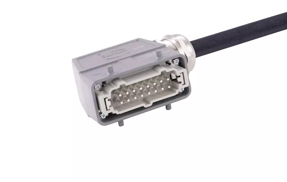 Han 16 B-E CA 2-lever m/- ang/- PVC, 1m