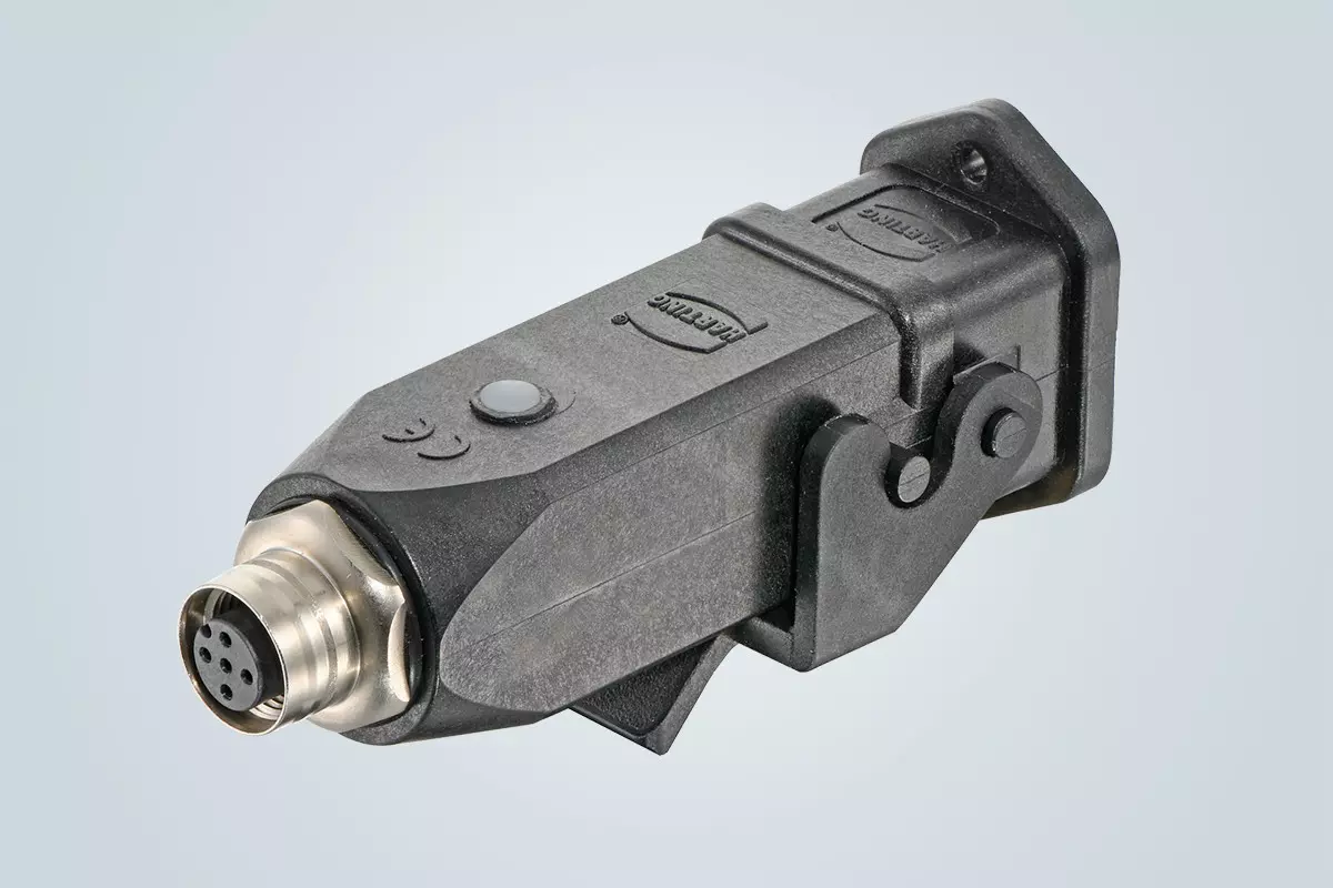 Han® Protect con interfaz M12 con codificación A y fusible miniaturizado integrado