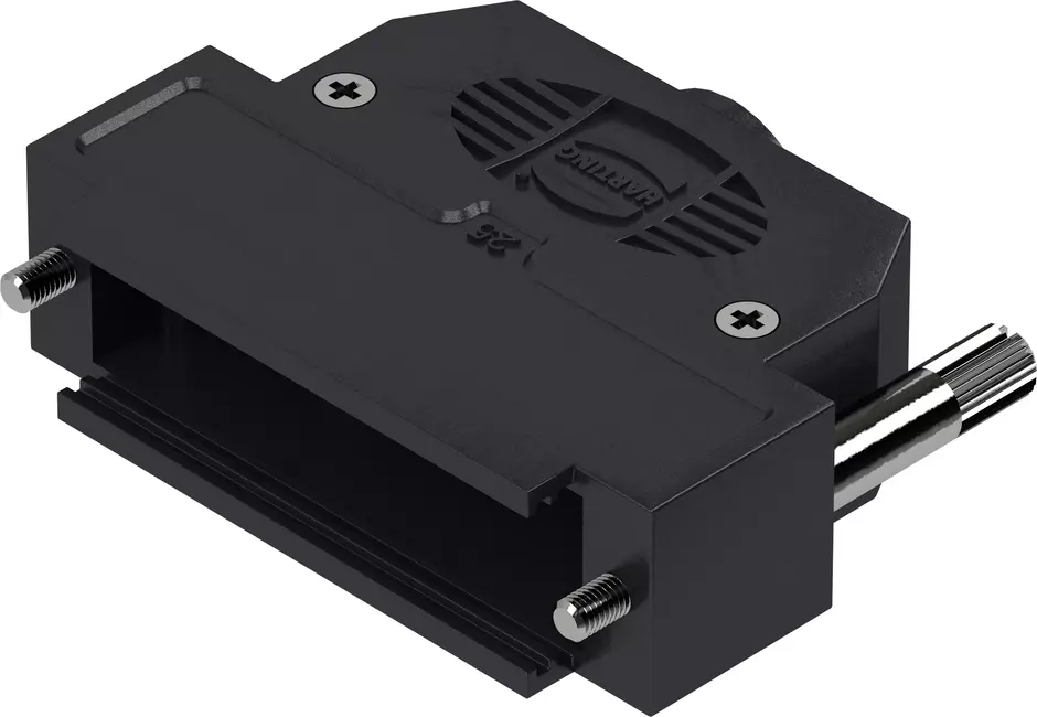 D-Sub 25P plast hood 1str-ent kn 4-40 l