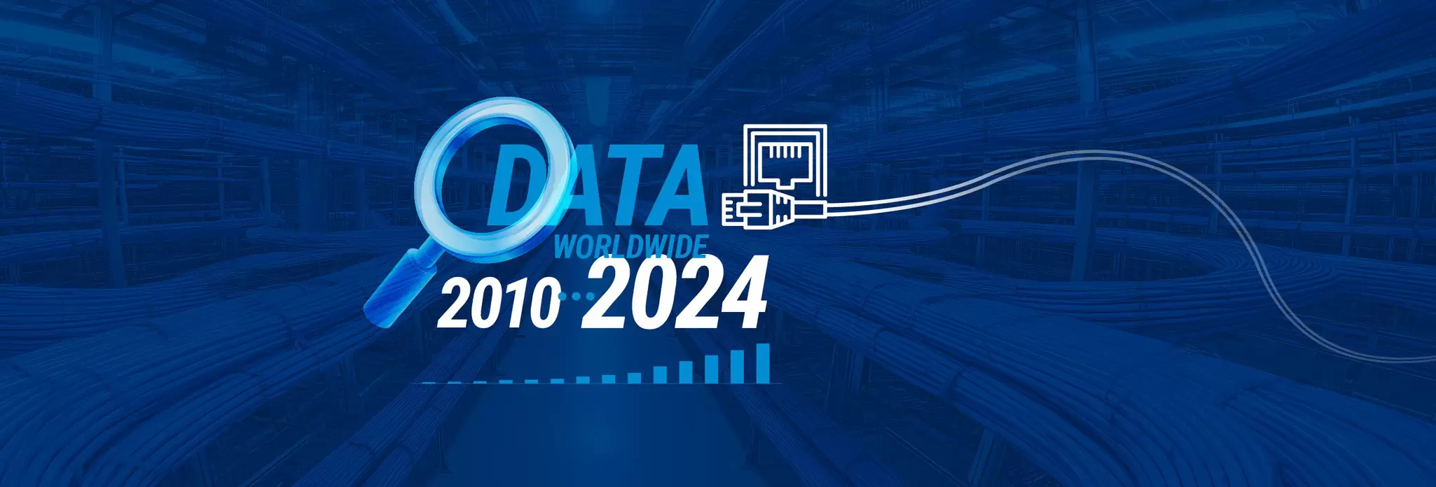 a huge amount of blue data cabels forming a big room