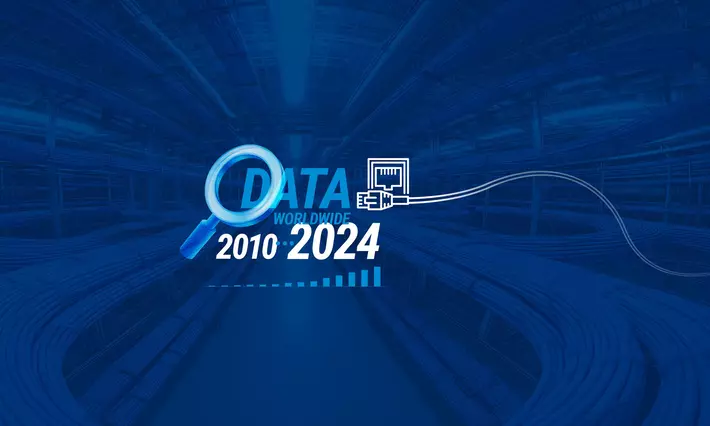 a huge amount of blue data cabels forming a big room