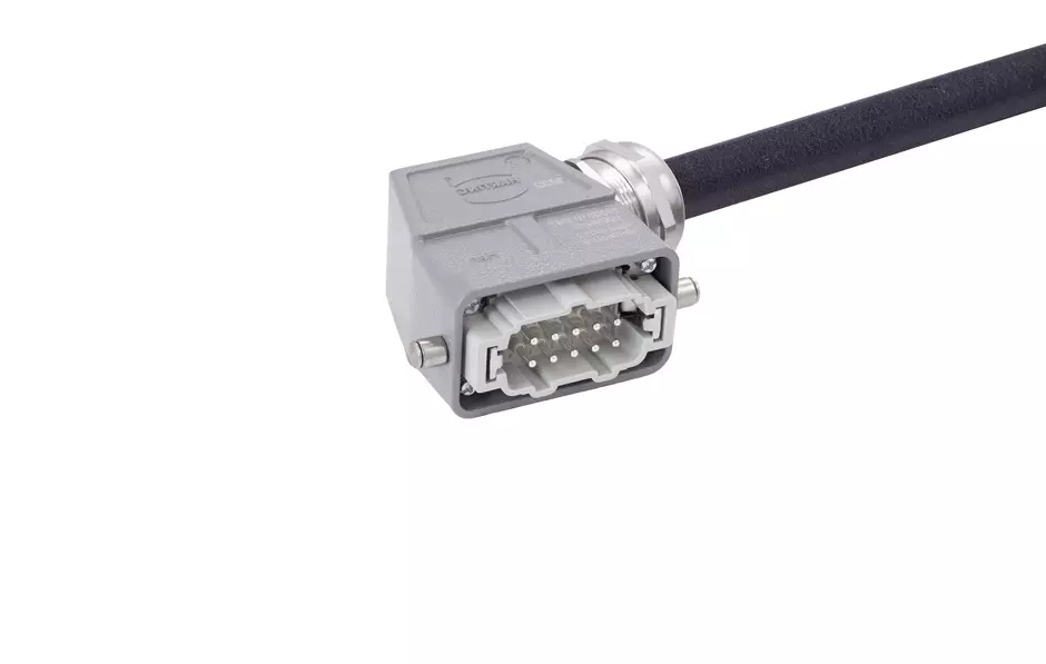 Han 10 B-E CA 2-lever m/- ang/- PVC, 1m