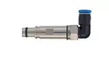 Pneum. contact metal OD 4mm male angled