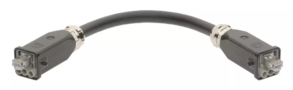 Hybr.cable assy, AC, 1m -2x Han3a