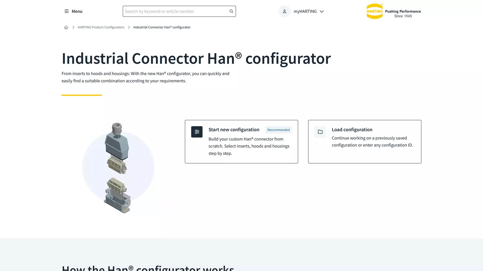 Han configurator start page home