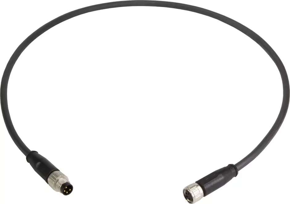 M8 Cable Assembly 4-poles st/st f/m 1,0m