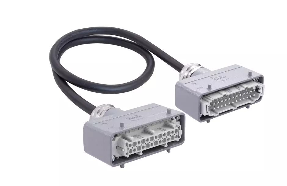 Han 24 B-E CA lever m/f st/st PVC,1m