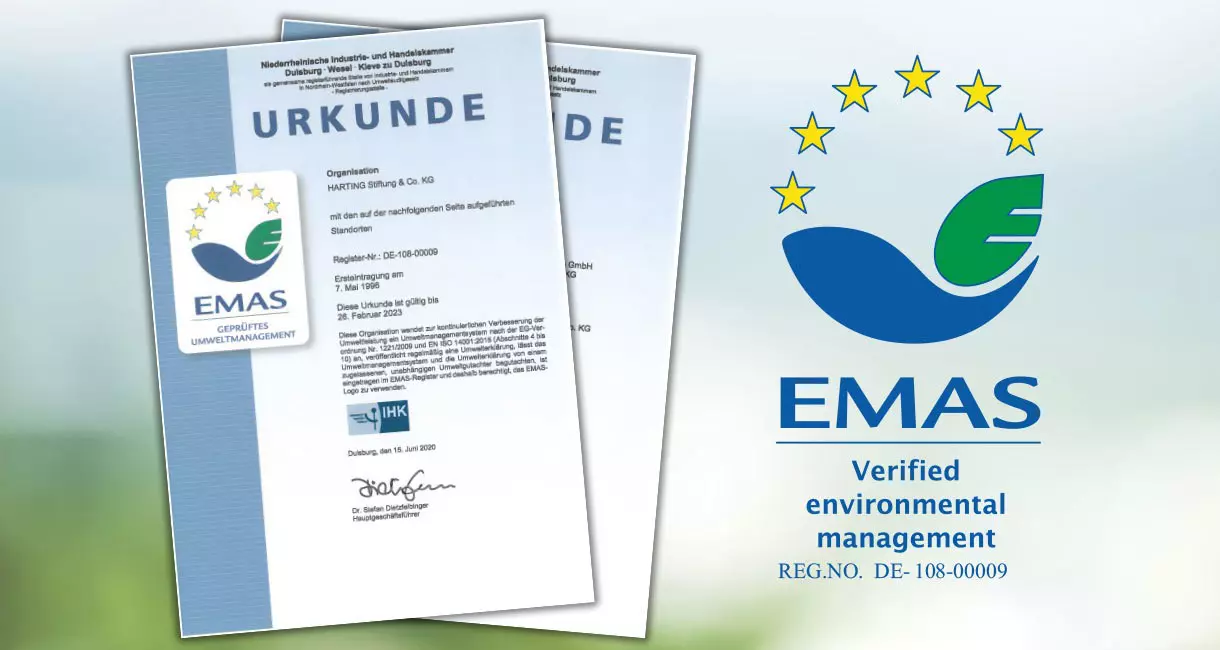1995 – HARTING registers for the Eco-Management and Audit Scheme (EMAS)