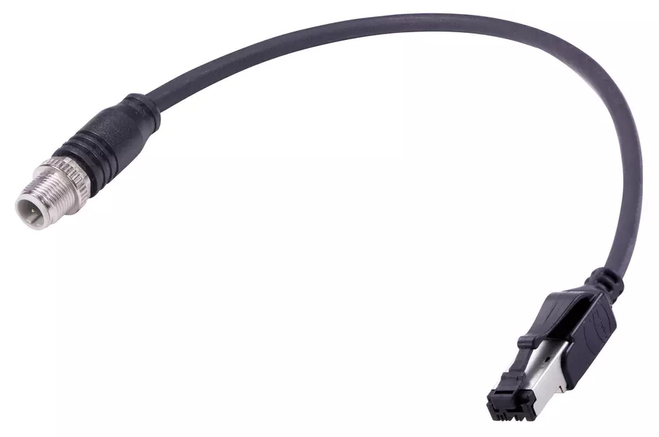 RJI M12 D-cod EtherRail Cable Assy, 0,4m