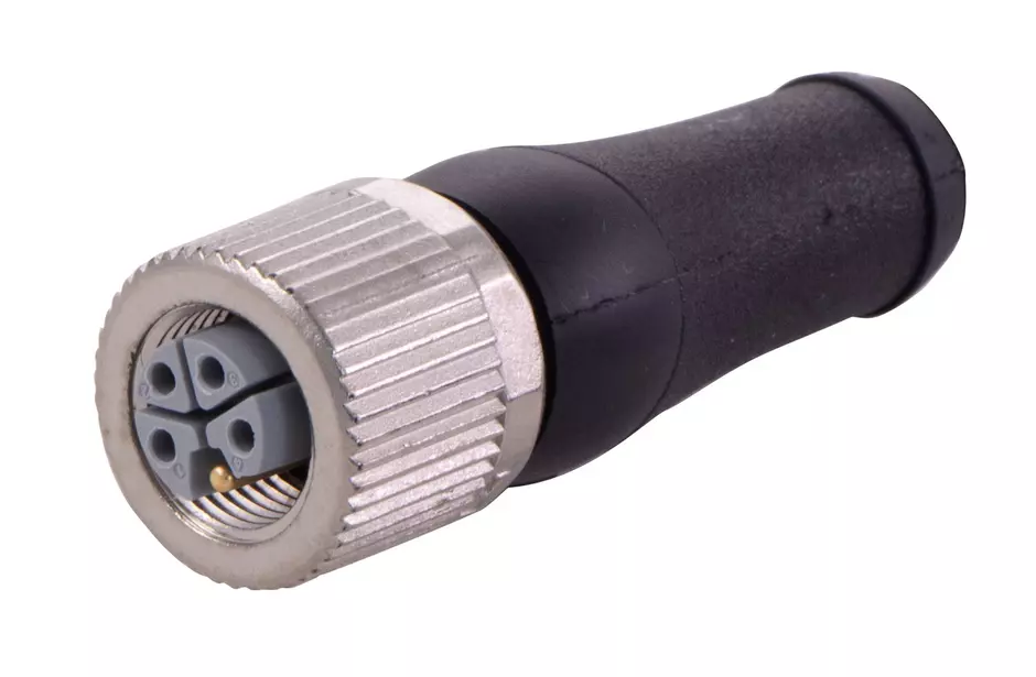 M12 L 4+FE female straight overmolded