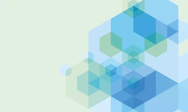 green background with blue and green hexagons