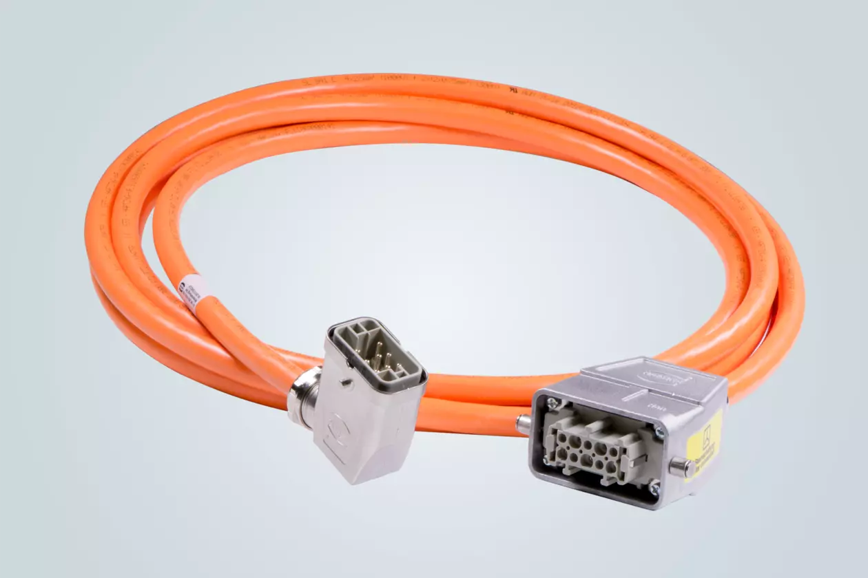 Pre-assembled motor cabling with Han® connectors.