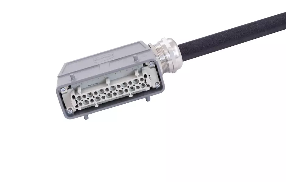 Han 24 B-E CA 2-lever f/- ang/- PVC, 1m