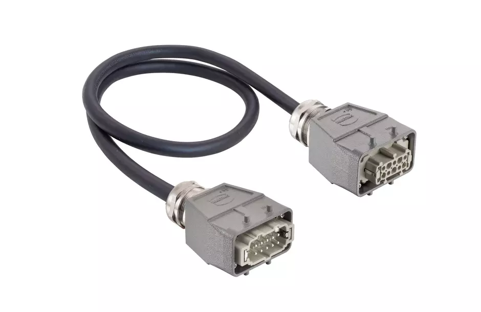 Han 10 B-E CA lever m/f st/st PVC, 1m