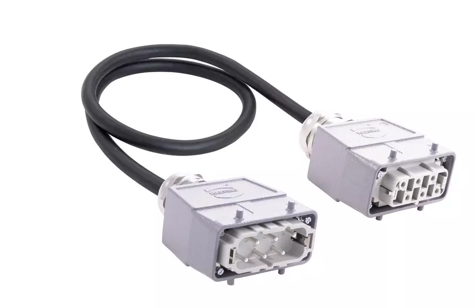 Han 6 B-E CA lever m/f st/st PVC, 1m