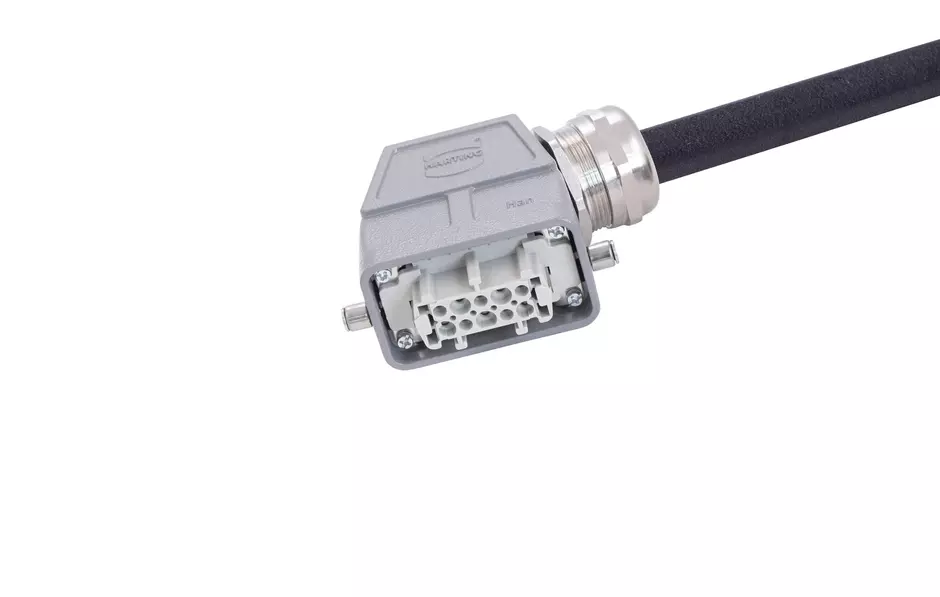 Han 10 B-E CA 2-lever f/- ang/- PVC, 1m
