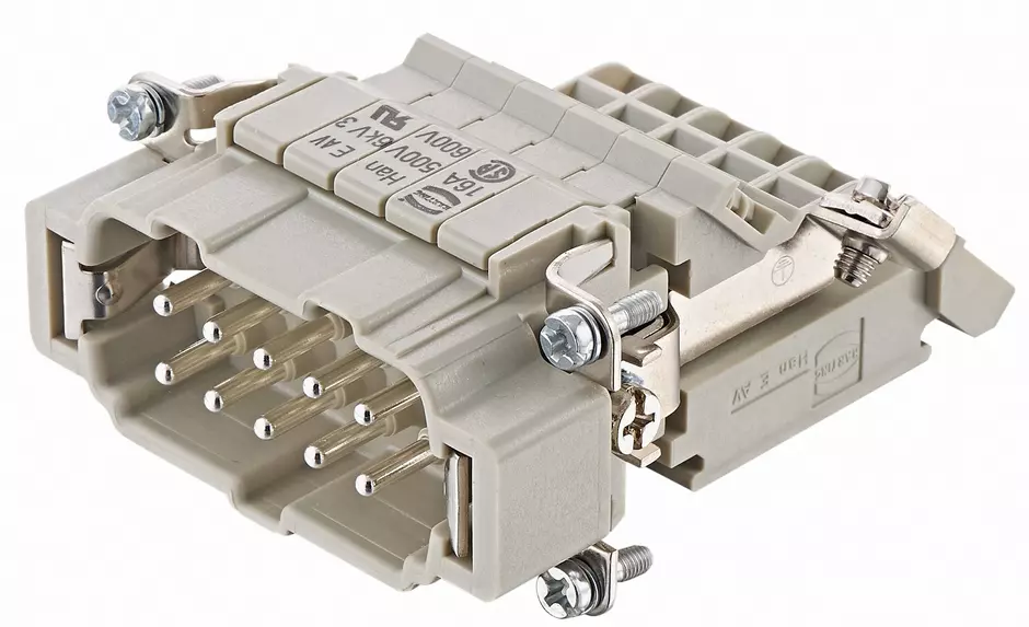 Han E AV 10 Pos. M Insert Term Block Rig
