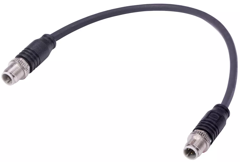 M12 D-cod 4-pol st/st m/m Rail 0.2m