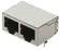 RJI RJ45 2-port jack Cat.5 THT angled