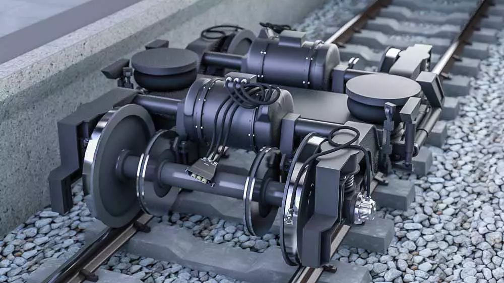 Bogie Jakobs en un tren con soluciones de cableado de HARTING.