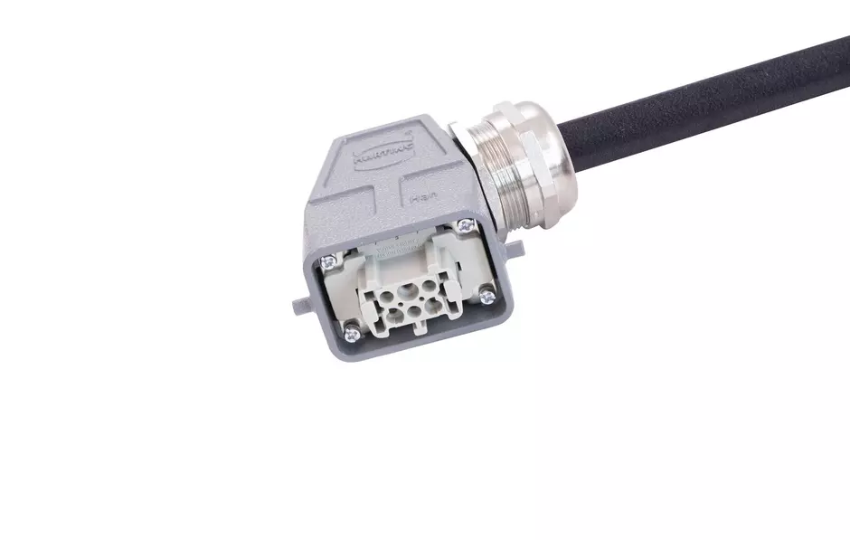 Han 6 B-E CA lever f/- ang/- PVC, 1m