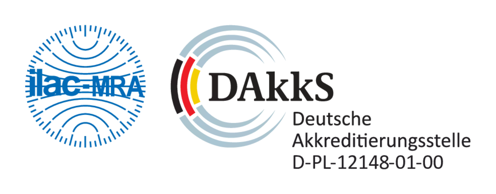 ilac - MRA / DAkkS Logo of the "Deutsche Akkreditierungsstelle" D-PL-12148-01-00